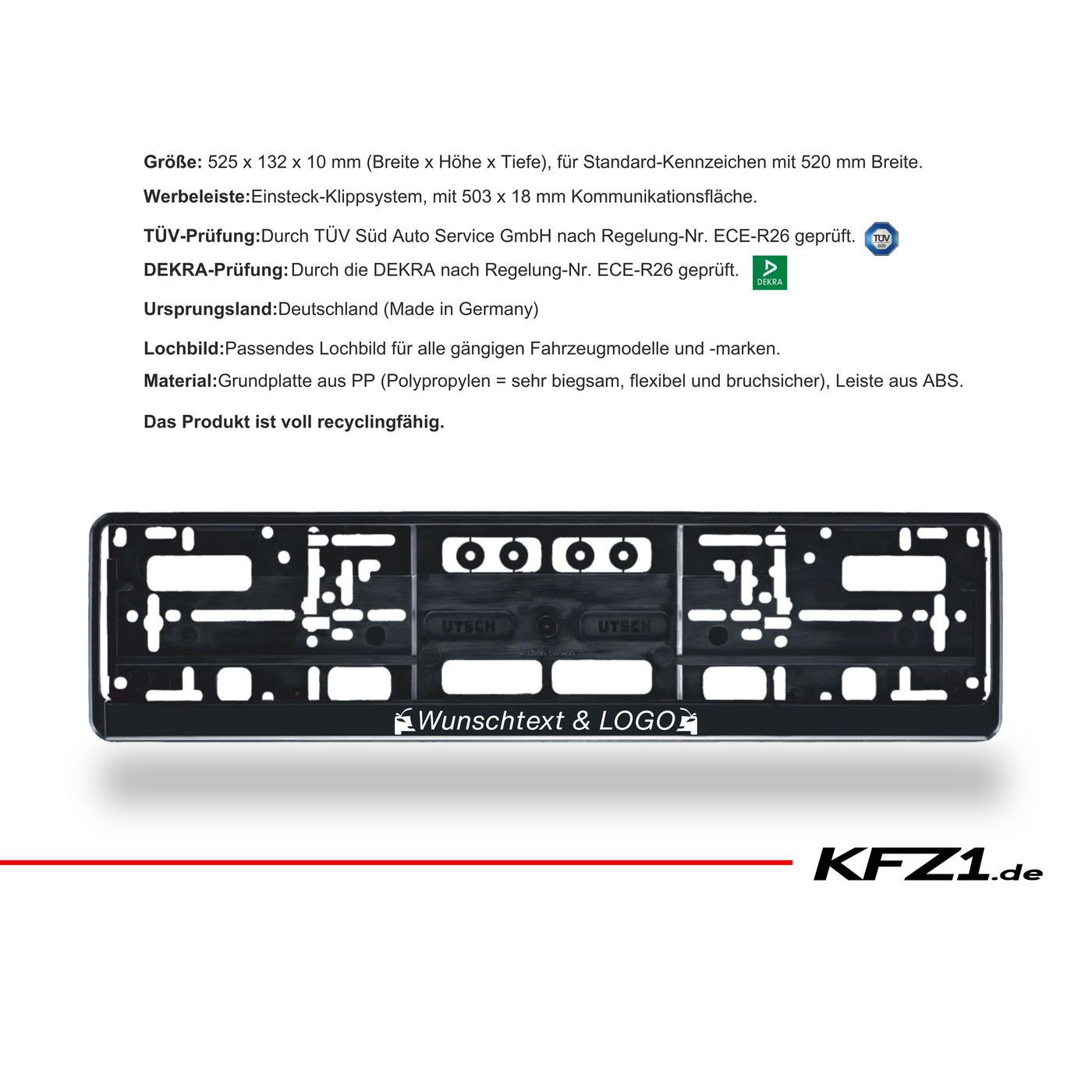 Bedruckte Kfz Kennzeichenhalter mit Logo Kennzeichenrahmen Kennzeichenverstärker