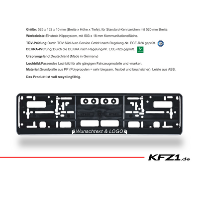 Bedruckte Kfz Kennzeichenhalter mit Logo Kennzeichenrahmen Kennzeichenverstärker